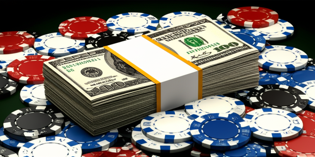 Casino Style Money Stack - Gaming Props